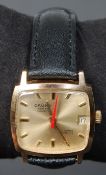 A vintage Cauny Prima Comete 1960's / 1970's gentlemans gold plated wristwatch having gilt square