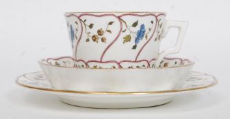A 19th century Mintons ' Kent ' china trio having flower and vine decoration with backstamps to