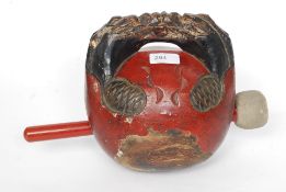 An early 20th century Chinese / Japanese wooden laquered temple drum Mokugyo  ( wooden percussion