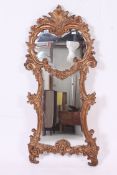 A large 20th century French Rococo style gilded twin section wall mirror.