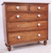 A Victorian stripped mahogany 2 over 3 chest of drawers.