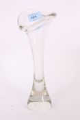A retro 20th century Humppila Finland freeform studio glass vase with cut and frosted spiral design.