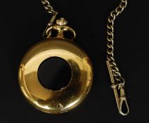 A  17 jewel Incabloc hunter skeleton pocket watch in yellow metal case.