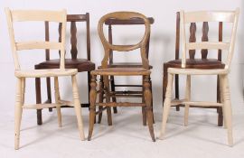 2 Victorian painted Windsor kitchen chairs together with a balloon back chair,