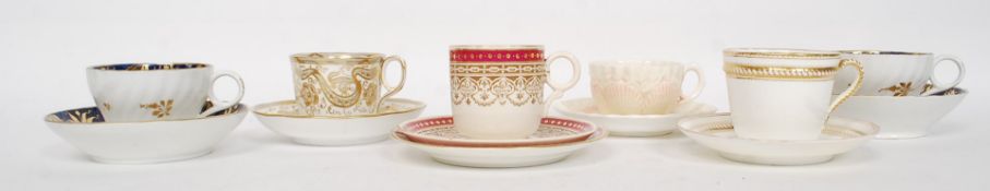 A collection of 19th century trios & teacups and saucers to include examples by Davenport, Coalport,