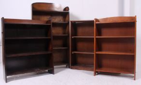 A group of four vintage open faced bookcases to include waterfall fronted ones etc
