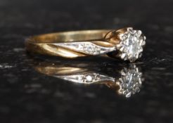 A 9ct gold and diamond single stone ring