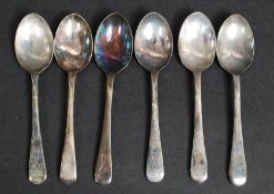 A set of 6 unusual silver plate tea spoo