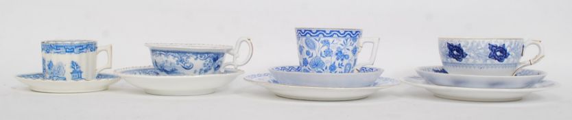 A collection of 19th century blue and wh