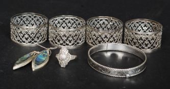 A silver hallmarked bracelet together wi