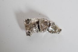 A good white metal (925 silver ) vesta in the form of a dogs head having hinged top ( see