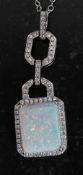 A silver CZ and opalite pendant necklace. Total weight 5.