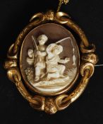A Victorian pinchbeck yellow metal cameo and hair swivel locket complete with pin to verso
FREE UK