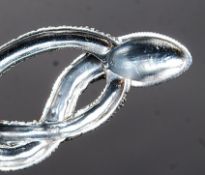 A silver and marcasite snake pendant set on a silver chain. Total weight 7.2g.