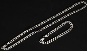 A contemporary Italian large chunky and heavy kerb linked silver 925 necklace marked Italy.