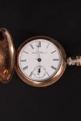 A 19th century American Waltham full hunter pocket watch being marked 14k.