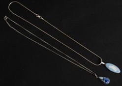 2 ladies silver necklaces to include an omega linked necklace with Wedgwood cameo pendant,