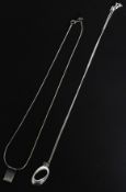 2 silver ladies necklaces,