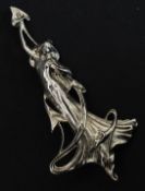 A high Art Nouveau style ladies fairy brooch of white metal form complete with pin to verso.