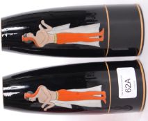 A pair of Bohemian Egyptian revival spill vases.