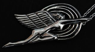A silver Art Deco stylised figure set on a silver necklace chain. Total weight 6.