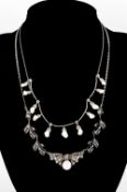 Antique Silver Necklaces ( 2 ) In Total. One Set with Pearls the Other with Marcasite and Pearls.