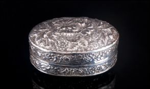Antique Sterling Silver Embossed Floral Lidded Trinket Box. Marked Sterling Silver. Excellent Order.