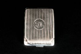 Mappin & Webb Silver Cased and Hinged Card Holder with Regency Stripe Decoration and Flip over
