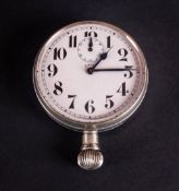 Antique Swiss Coliath Nickel Plated Dashboard Eight Day Pocket Watch With upside down dial, white