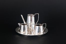 A Very Fine Miniature Silver 4 Piece Coffee Set Hallmark Birmingham 1961, makers mark J.R. Excellent