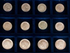 A Cabinet Box Containing 12 Swedish Silver Coins, comprising 4 Silver 5 Kroners Date 1952, 4