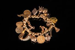 Vintage and Quality 18ct Gold Bracelet Loaded with 18ct and 9ct Gold Charms + Two 22ct Half