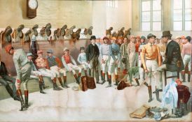 After Isaac Cullin (English, active 1880-1920) THE SADDLING ROOM large colour lithograph, the