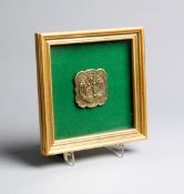 A Victorian brass tennis buckle, fine example, inscribed LAWN TENNIS, with crossed racquets,