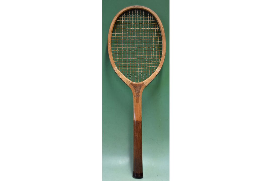 Nice Slazenger'The Demon' wooden tennis racket having an oval head^ with a regular handle^ a concave - Image 1 of 2