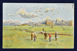 Early St Andrews Links coloured golfing postcard titled - 