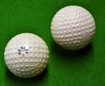2x unused early rubber core golf balls to incl unusual 
