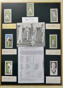 Nice 1956 England v Australia'Laker's Match' signed cricket ephemera montage consisting of a copy of