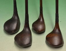 3x large socket head spoons and a driver to incl Ernest Sales Sunningdale stripe topped spoon^ A.