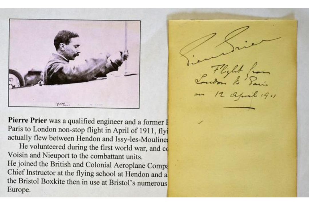 Flying - Pierre Prier First pilot signed^ inscribed and dated autograph album page - inscribed " - Image 2 of 2