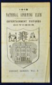 Boxing - scarce 1918 National Sporting Club London programme with fights on 07^ 14^ 21 and 28