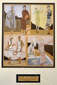 3x 1920s French hand coloured golf fashion magazine pages to incl 