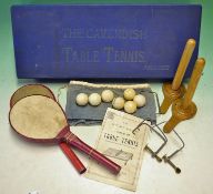 A Cavendish Table Tennis Set c1900 complete with an F. H. Ayres box containing a pair of excellent