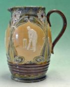 Fine Doulton Lambeth Stoneware Quart Cricket Jug a large bulbous art nouveau style stoneware