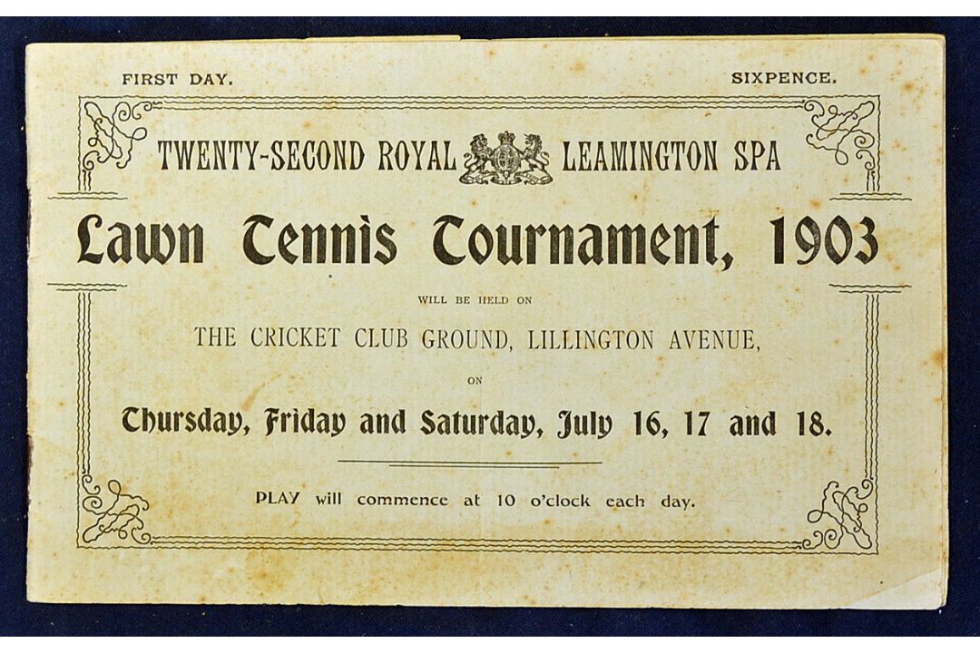 Scarce 1903 Twenty-Second Royal Leamington Spa Lawn Tennis Tournament Programme dated 16^17 and 18th