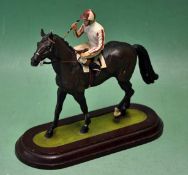 Racehorse - Ronald Cameron ltd ed Race Horse and Jockey spelter figure^ hand painted ltd ed no 65/