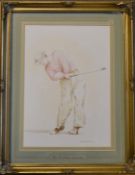 Stephen John Irish - original watercolour golfing portrait of Sam Snead titled 