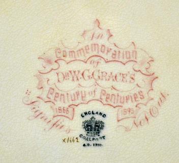 Rare W G Grace Century of Centuries Coalport Commemorative bone china plate c1895 - decorated in red - Image 2 of 2