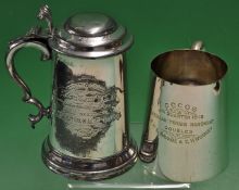 Lawn Tennis Silver-plated tankard trophy by James Dixon & Sons - with hinged lid engraved^ 