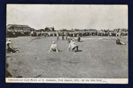 1905 International Golf Match St Andrews golf post card titled 